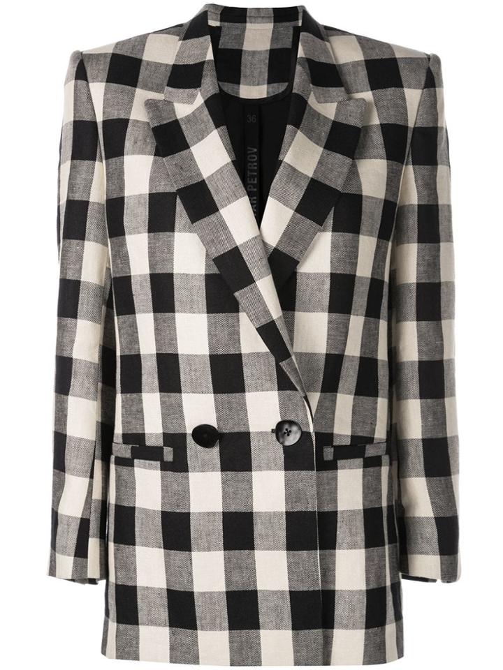 Petar Petrov Double-breasted Check Blazer - Black