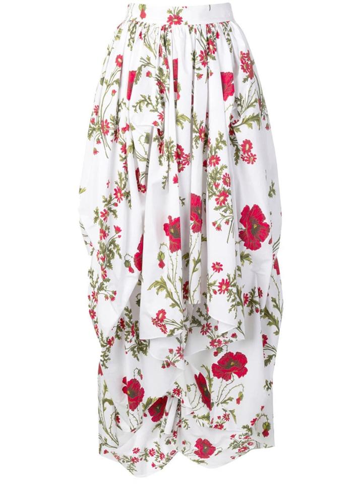 Alexander Mcqueen Asymmetric Floral Print Skirt - White