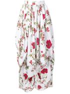 Alexander Mcqueen Asymmetric Floral Print Skirt - White