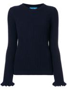 Mih Jeans Ribbed Frill Sleeve Sweater - Blue
