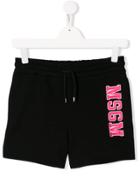 Msgm Kids Teen Drawstring-waist Track Shorts - Black