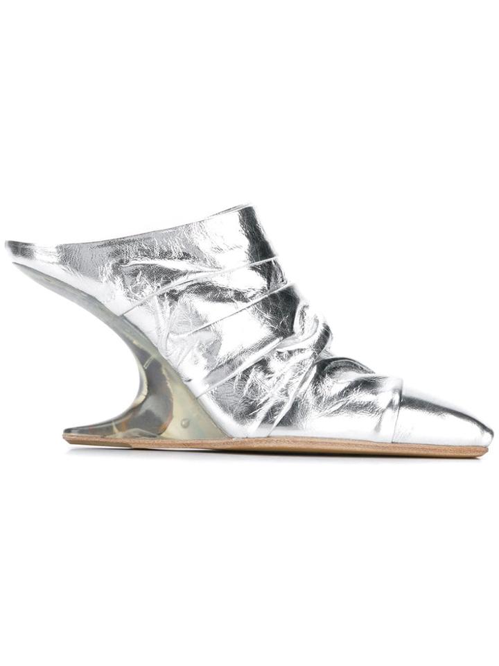 Rick Owens Metallic Ruched Mules