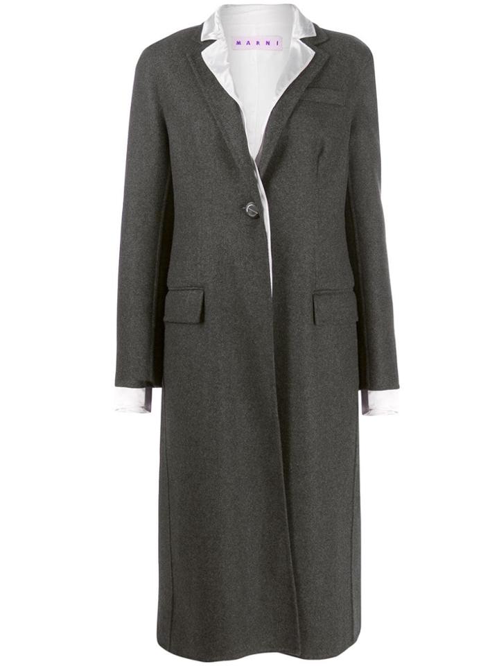 Marni Contrast Lapel Coat - Grey