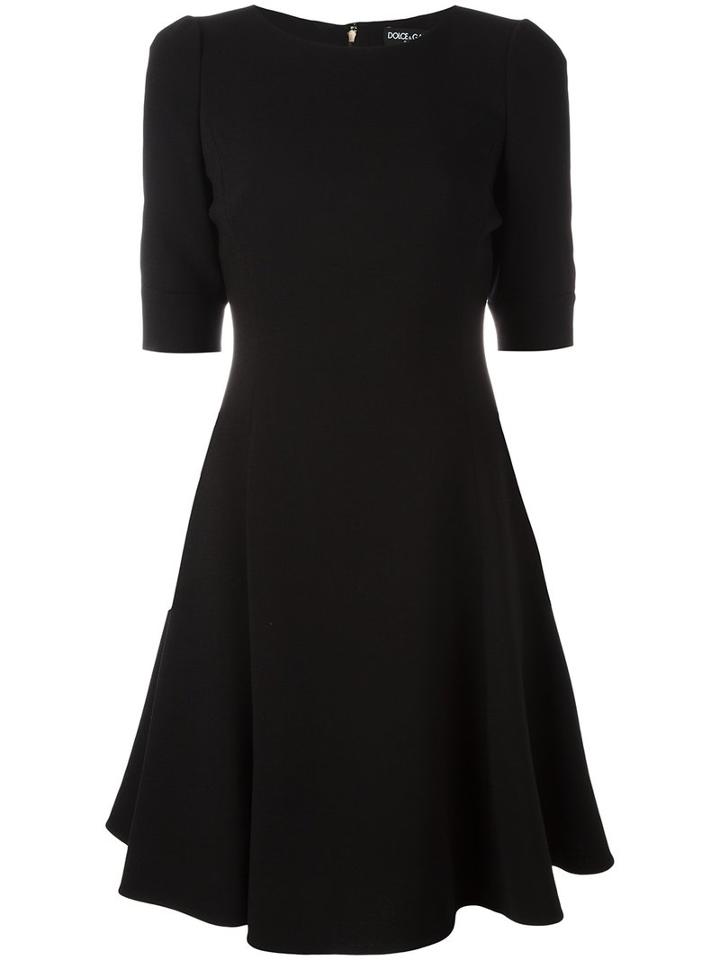 Dolce & Gabbana Flared Dress, Women's, Size: 46, Black, Spandex/elastane/wool