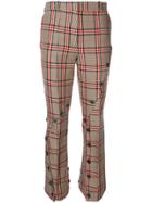 Rokh Checked Button Trousers - Brown