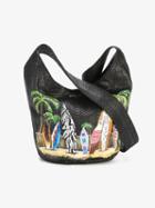 Elisabeth Weinstock Malibu Surf Shoulder Bag, Women's, Black, Watersnake Skin/leather