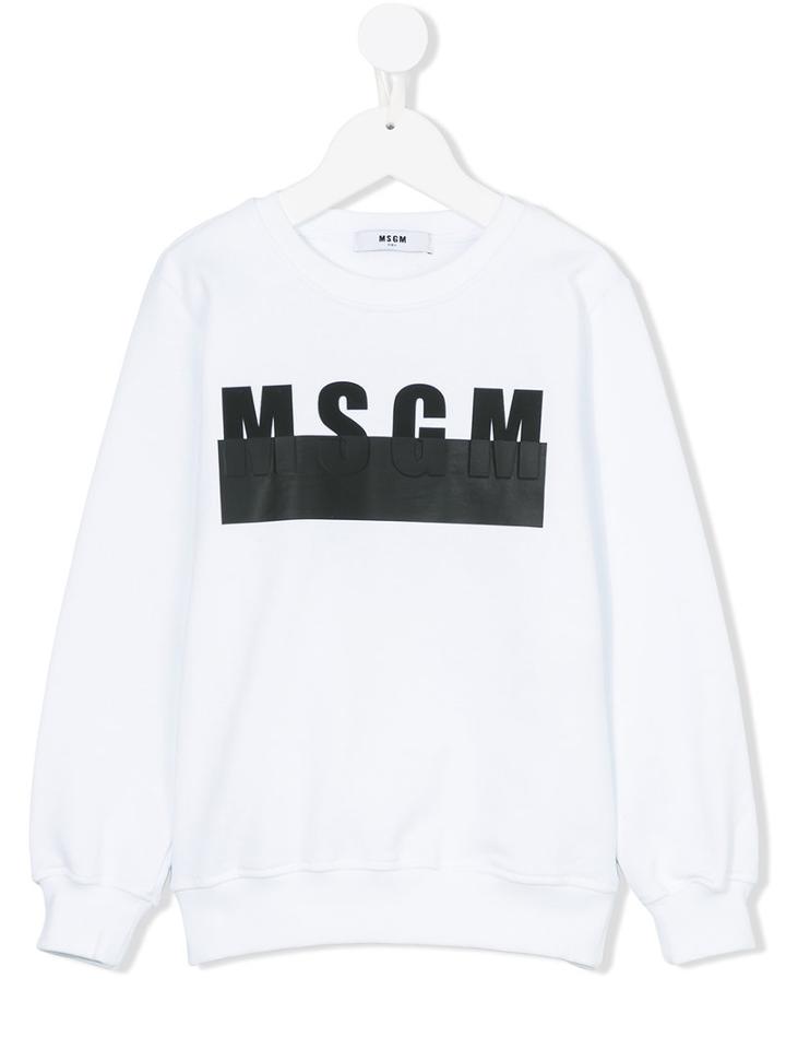 Msgm Kids - Logo Print Sweatshirt - Kids - Cotton - 10 Yrs, Boy's, White
