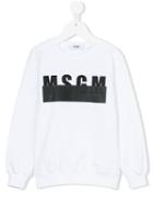 Msgm Kids - Logo Print Sweatshirt - Kids - Cotton - 10 Yrs, Boy's, White