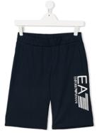 Ea7 Kids Teen Logo Printed Shorts - Blue