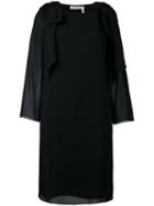 Chloé - Bow Shoulder Shift Dress - Women - Silk/viscose - 44, Women's, Black, Silk/viscose