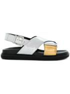 Marni Cross Over Strap Sandals - Metallic