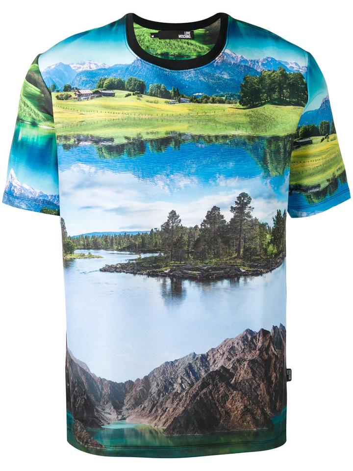Love Moschino - Landscape Print T-shirt - Men - Cotton - L, Blue, Cotton