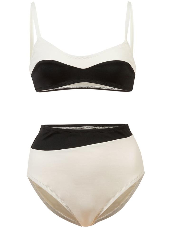 Proenza Schouler Contrast Detail High Waist Bikini - Black