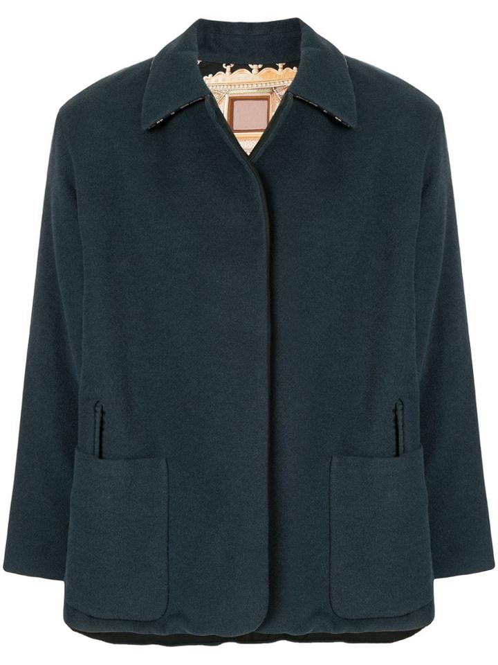 Hermès Pre-owned Collar Detail Reversible Jacket - Blue