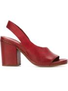 Roberto Del Carlo Chunky Heel Slingback Sandals, Women's, Size: 37, Red, Calf Leather