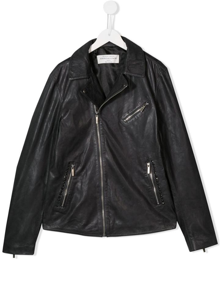 John Galliano Kids Teen Leather Jacket - Grey