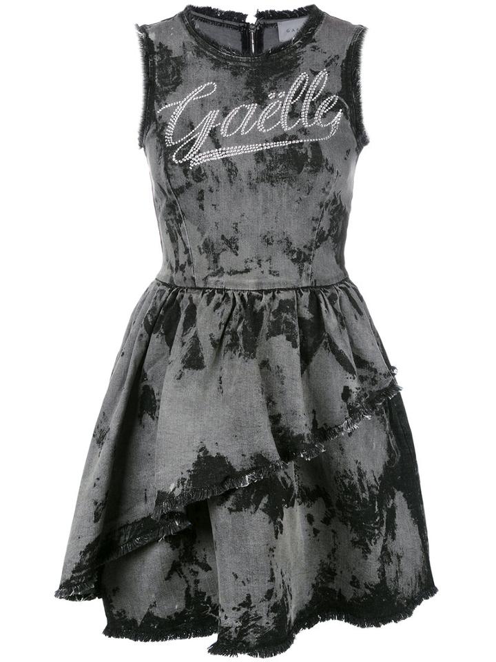 Gaelle Bonheur - Frayed Flared Denim Dress - Women - Cotton/spandex/elastane - 40, Grey, Cotton/spandex/elastane