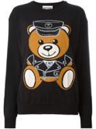 Moschino Teddy Bear Intarsia Jumper, Women's, Size: Medium, Black, Virgin Wool