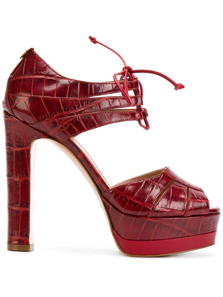 Twin-set Lace-up Platform Sandals - Red
