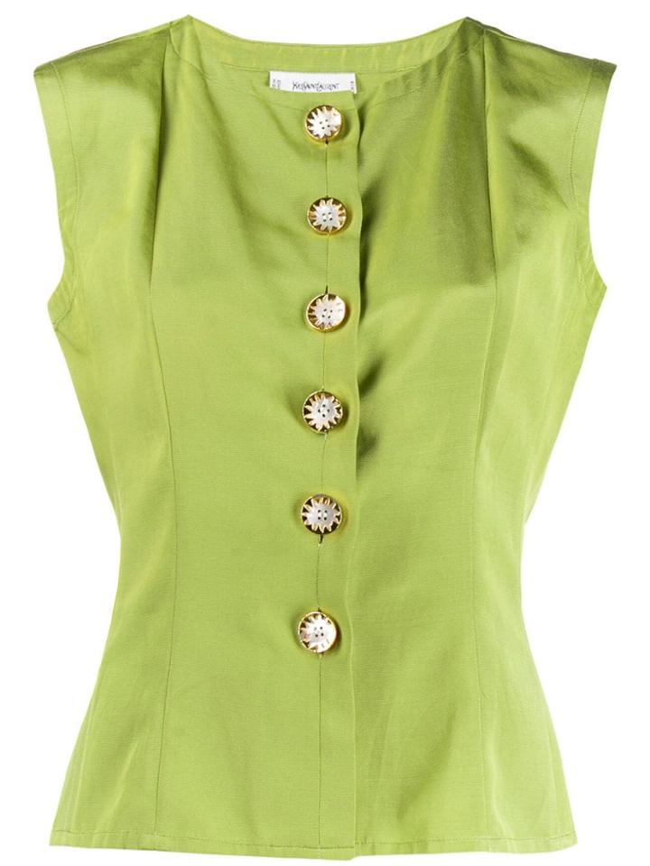 Yves Saint Laurent Vintage 1980's Slim Buttoned Blouse - Green