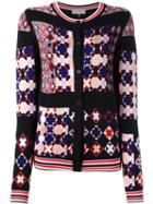 Emilio Pucci Mosaic Pattern Cardigan, Women's, Size: Large, Black, Acrylic/polyamide/viscose/merino