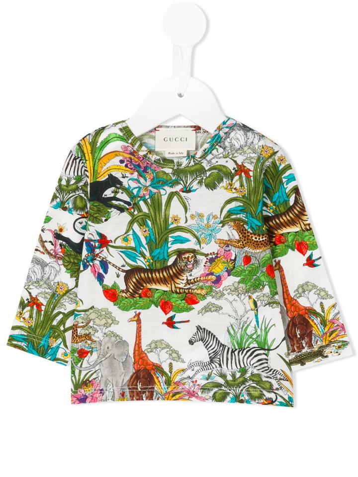 Gucci Kids - Jungle Scene T-shirt - Kids - Cotton - 3-6 Mth, White
