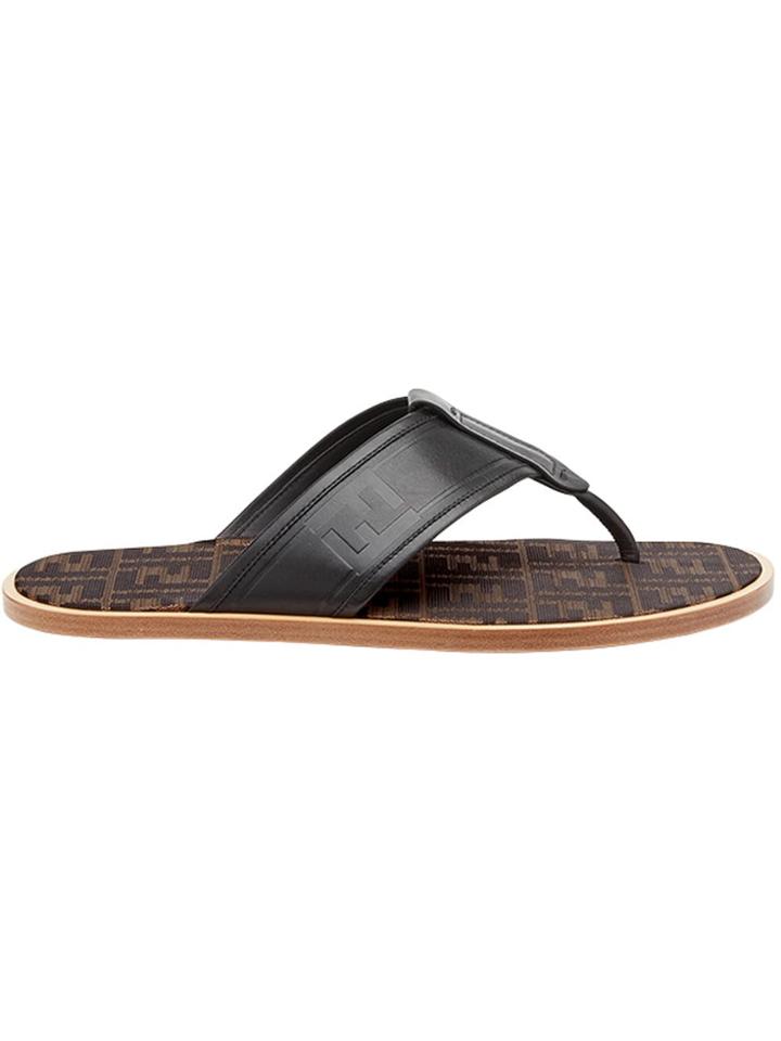 Fendi Ff Logo Flip-flop Sandals - Black