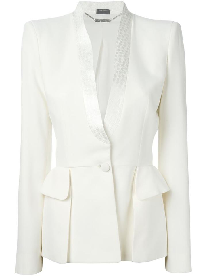 Alexander Mcqueen Shawl Collar Blazer, Women's, Size: 46, White, Silk/acetate/rayon