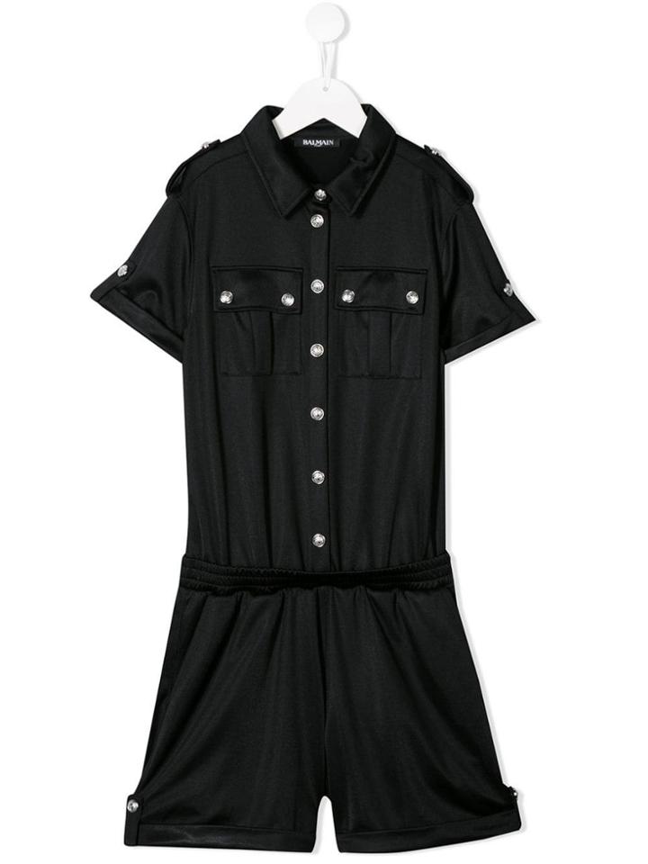 Balmain Kids Teen Short-sleeved Playsuit - Black