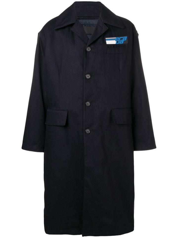 Prada Long Buttoned Coat - Blue