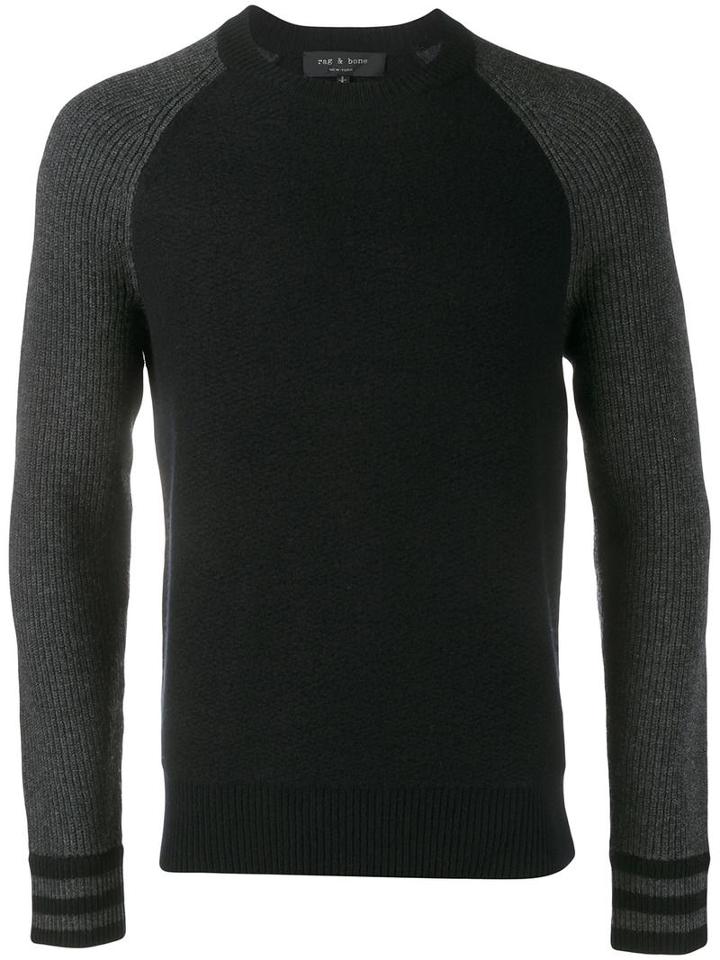 Rag & Bone Colour Block Jumper, Men's, Size: Small, Black, Merino/nylon/spandex/elastane