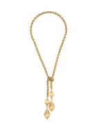 Monet Vintage 1970s Vintage Monet Filigree Lariat Necklace - Metallic