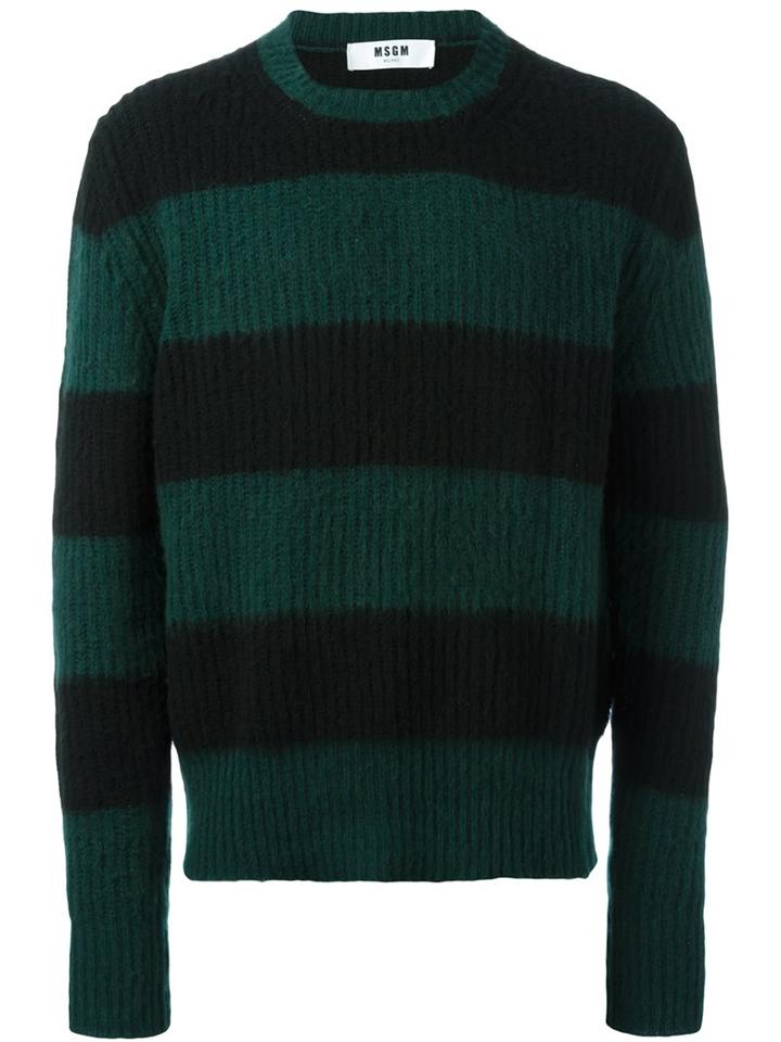 Msgm Striped Jumper, Men's, Size: Xl, Green, Polyamide/wool