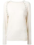 Laneus - Studded Trim Top - Women - Cotton/polyester/polyurethane/palm Glycerine - 44, Nude/neutrals, Cotton/polyester/polyurethane/palm Glycerine
