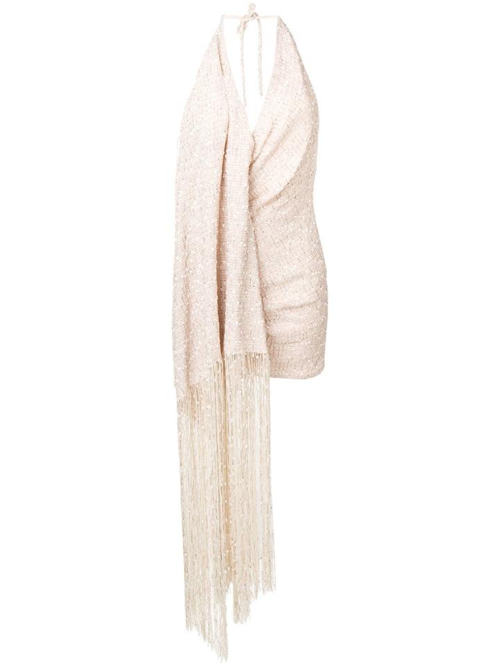 Jacquemus Draped Embroidered Mini Dress - Neutrals