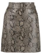 Frame Snake-print Mini Skirt - Brown