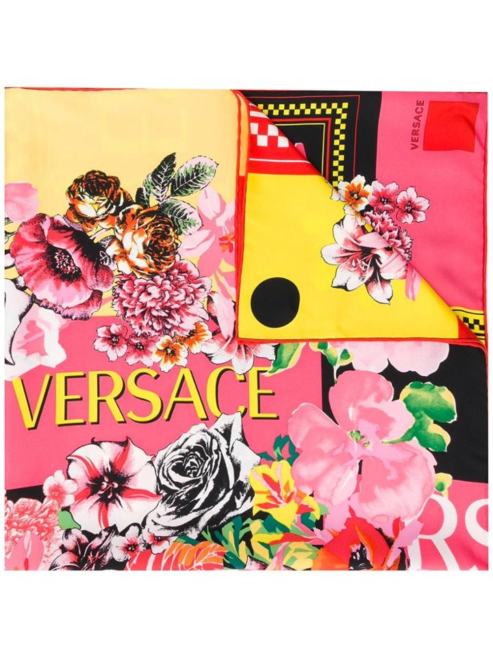 Versace Floral Print Scarf - Pink