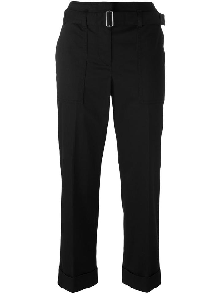 3.1 Phillip Lim Belted Cropped Trousers, Women's, Size: 0, Black, Cotton/polyurethane