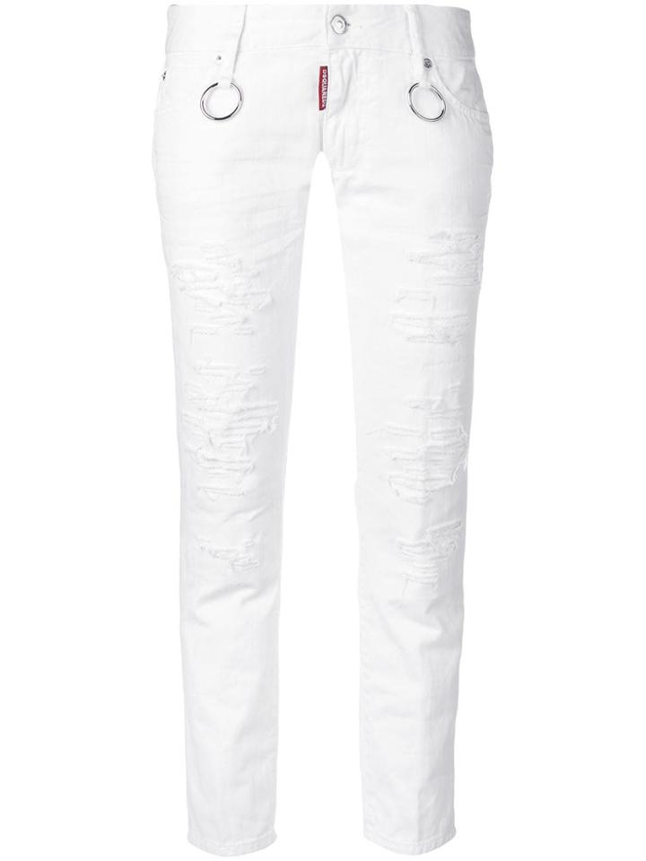 Dsquared2 Runway Straight Cropped Jeans - White