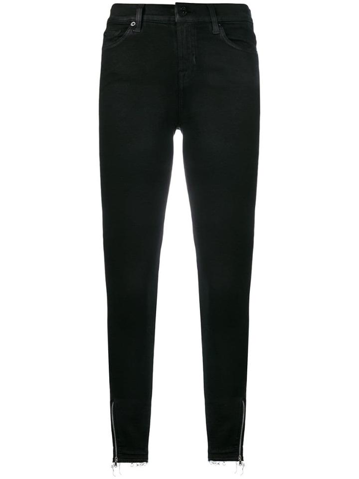 7 For All Mankind Raw Hem Skinny Jeans - Black