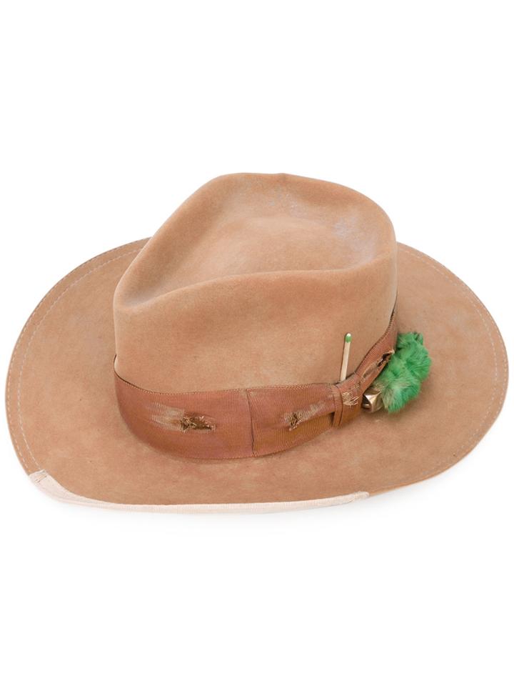 Nick Fouquet Lucky Cat Fedora Hat - Nude & Neutrals