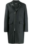 Dsquared2 Leather-trimmed Coat - Grey