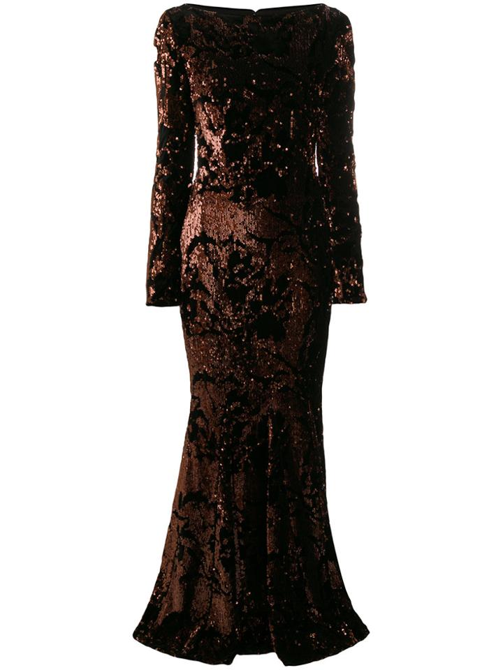Talbot Runhof Lorena Dress - Brown