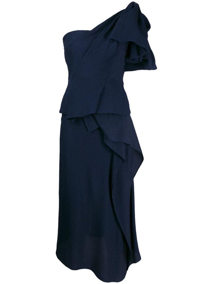 Roland Mouret Toulon Asymmetric Ruffled Top - Blue