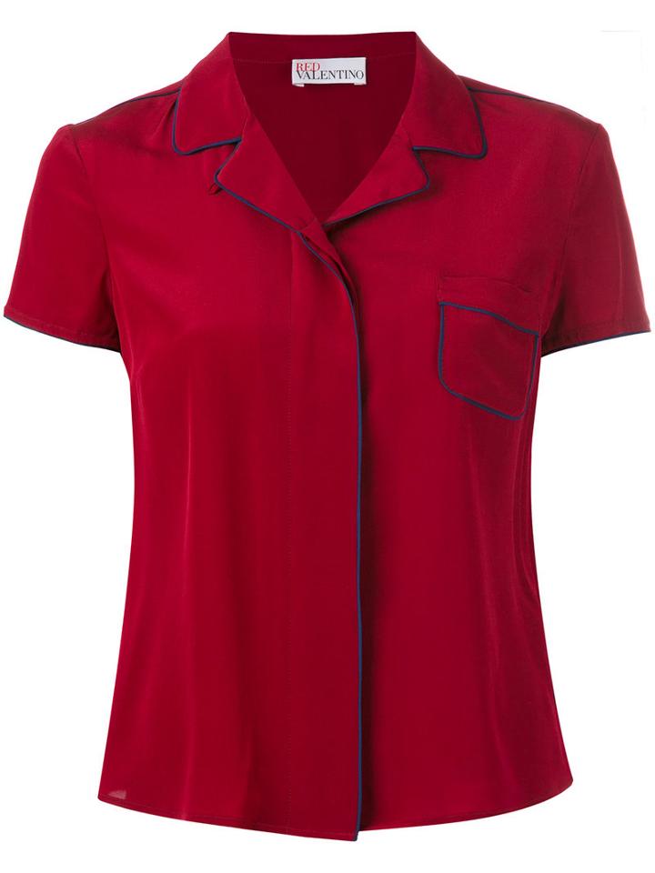 Red Valentino - Piped Shortsleeved Shirt - Women - Silk/polyester - 44, Silk/polyester