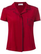 Red Valentino - Piped Shortsleeved Shirt - Women - Silk/polyester - 44, Silk/polyester