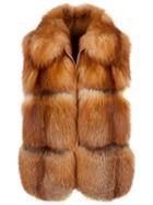 Liska Fox Fur Gilet, Women's, Size: Small, Brown, Red Fox