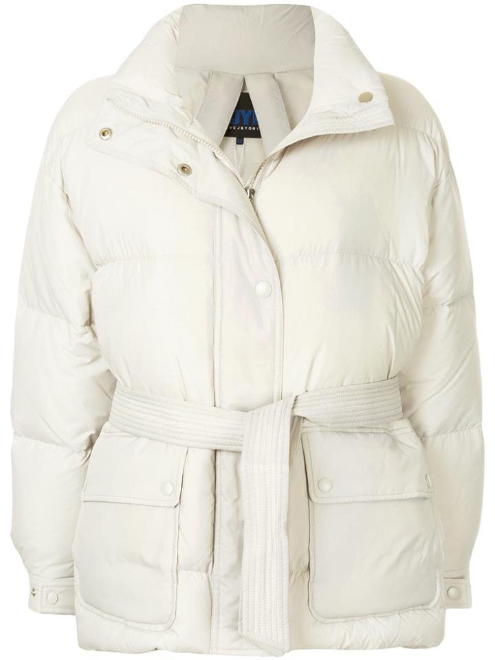 Sjyp Belted Puffer Jacket - Nude & Neutrals