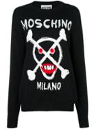Moschino Skull Logo Jumper, Women's, Size: Xs, Black, Virgin Wool