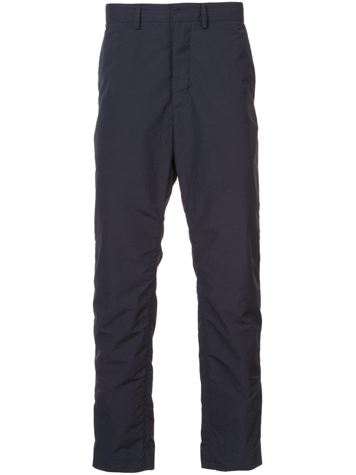 Rochambeau Seersucker Slim-fit Trousers - Blue